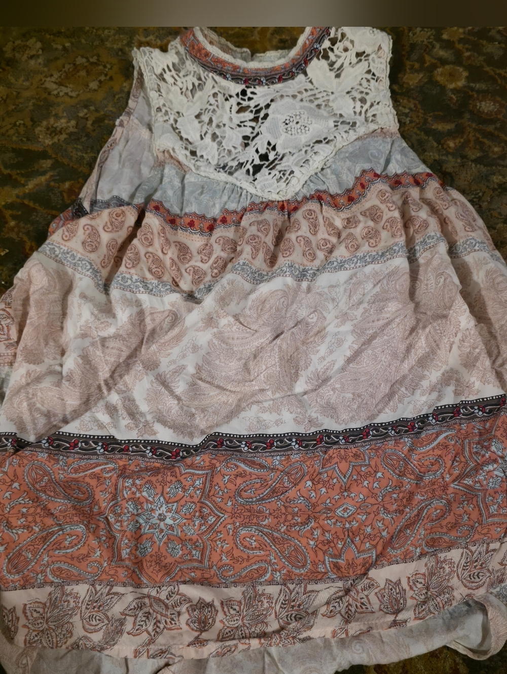 O'Neill Beautiful Lacey Peach and Cream Top